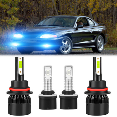 4X LED Headlight & Fog Light Bulbs For Ford Mustang GT SVT Cobra 1994-2004 - HB5 (9007) Blue