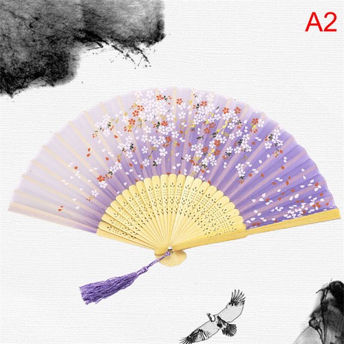 Chinese Silk Folding Fan Wooden Shank Classical Dance Fan Home Decoration - Bild 15 von 20