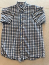 Ralph Lauren Button Down Shirt Men's Large Blue Plaid 100 Cotton Collared