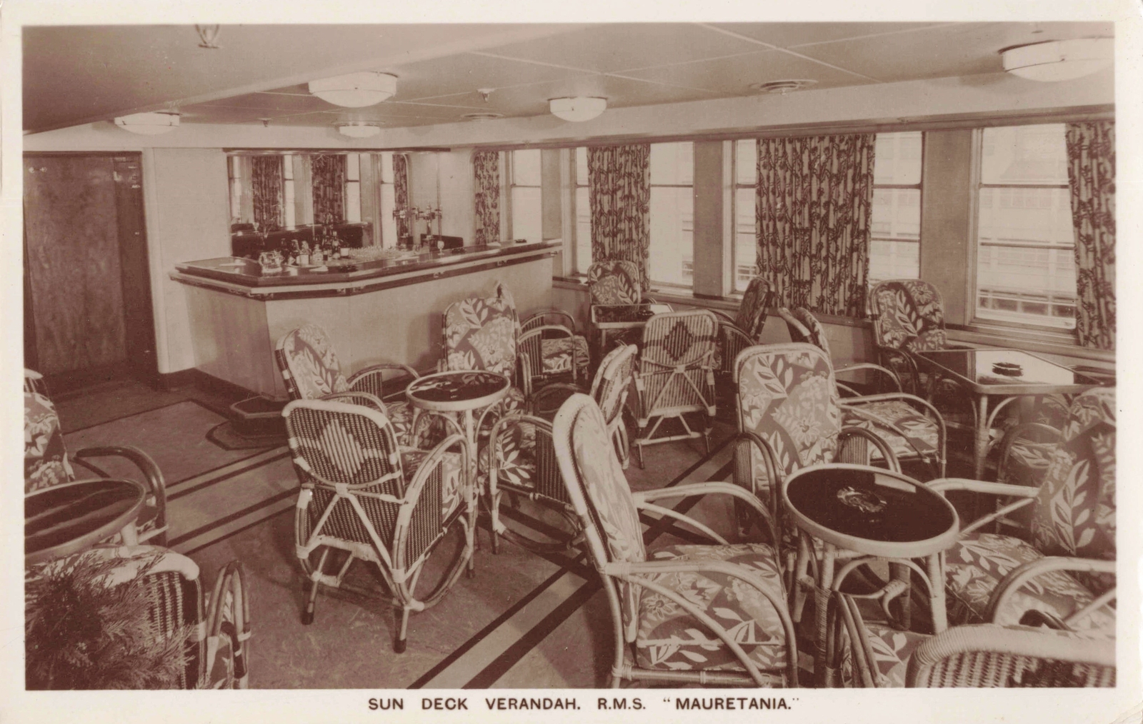 SHIP RPPC Cunard's RMS Mauretania British Liner once World's Largest! INTERIOR 7