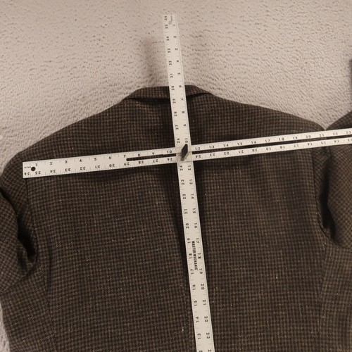 Hopsack Suit XL Brown Houndstooth Check Polyester Wool Jacket Vest 46R - Picture 17 of 19