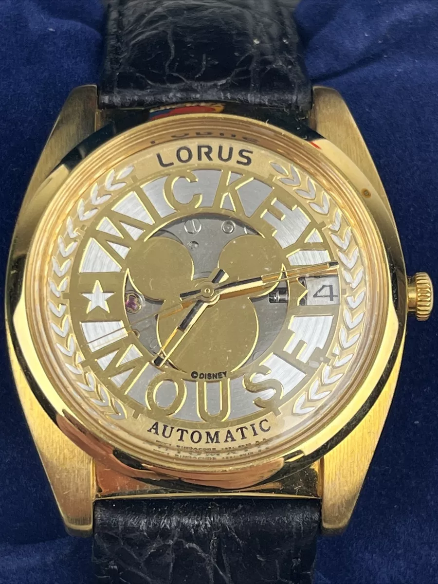 NEW OLD STOCK Disney Lorus Men's Mickey Mouse Automatic Skeleton Date Watch HTF