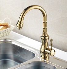 Luxury Gold Brass Kitchen Faucet Single Lever Sink Basin Swivel Mixer Tap 2sf068