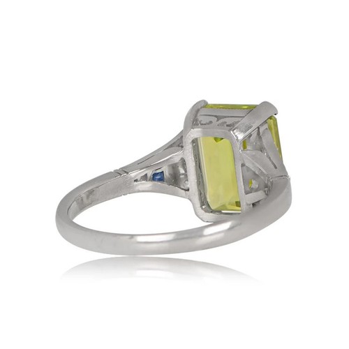 3.3Ct Emerald Cut Green Peridot Diamond Solitaire Wedding Ring White Gold Finish - Picture 5 of 10