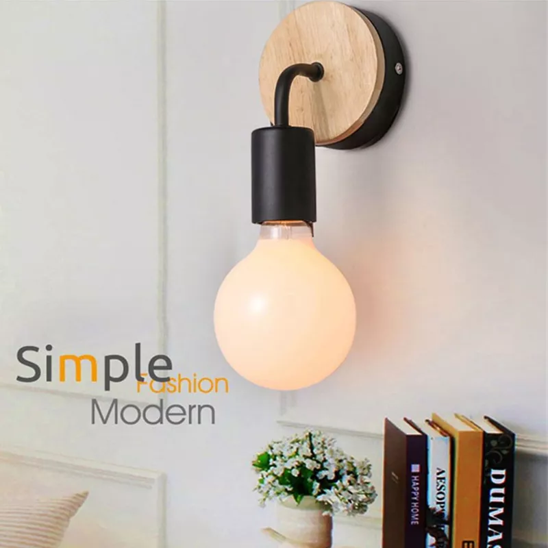 Wood and sale black wall sconce