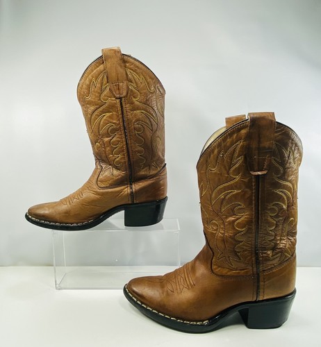 Braune Leder Old West Kinder Western Cowboystiefel Kinder Größe 12,5M - Bild 5 von 10