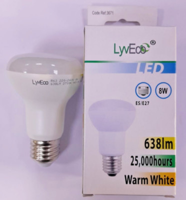 1x 8W (=55W) R63 LED Pearl Reflector Light Bulbs 2700K ES E27 Edison Screw Lamp