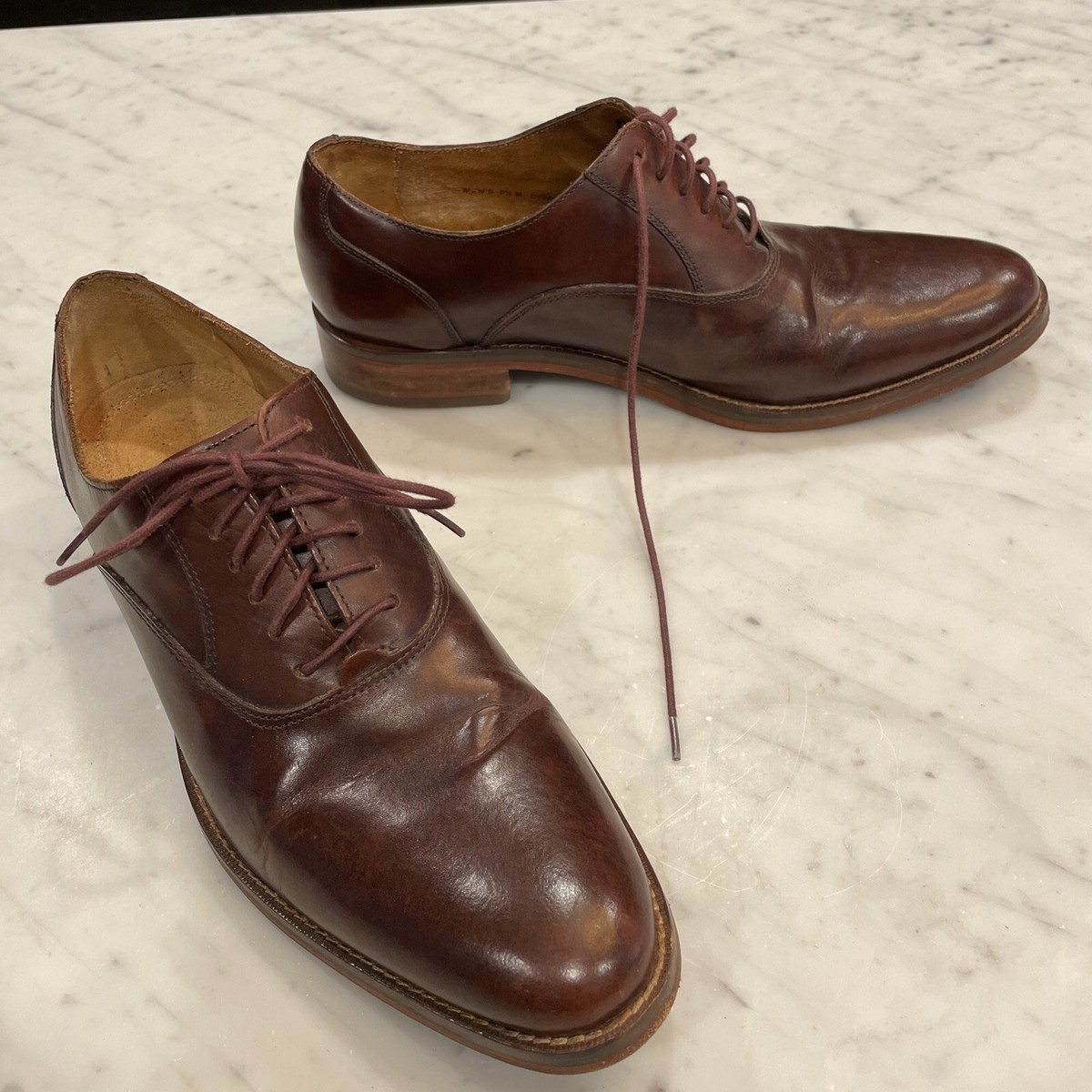 Mens Cole Haan Oxford Dress Shoes Brown Leather Size 9.5 M 