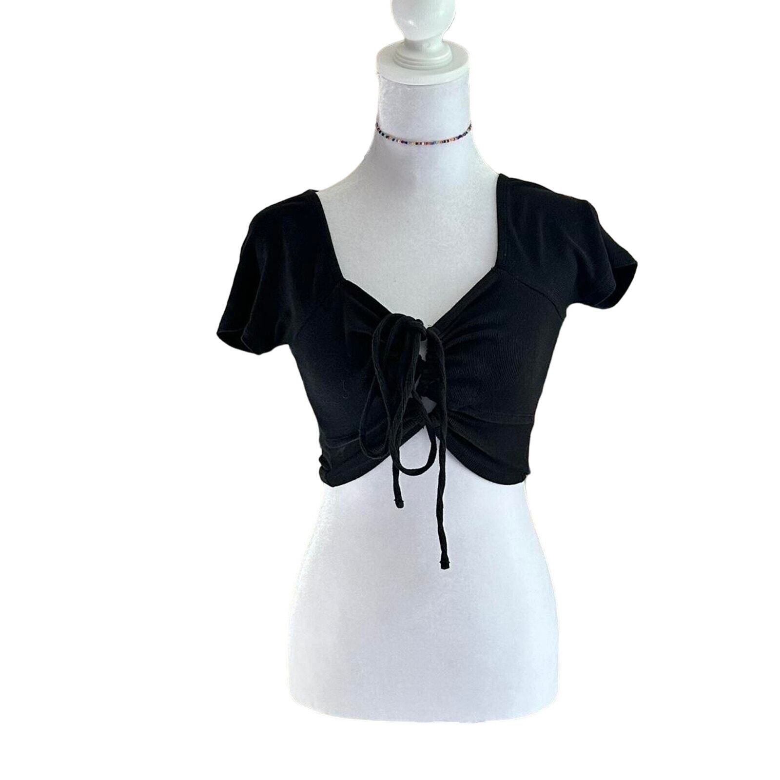 AEROPOSTALE | Black Y2K Goth Gothic Officegoth stretch crop top | SIZE SMALL