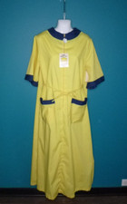 NWT Vtg KMart Zip Front Lounger Long Robe Yellow Navy Blue Daisy Pull Size M