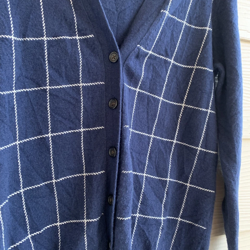 J.Crew Wool Cashmere Cardigan Sweater Womens M Button Front Navy Blue Stretch - Image 2 of 4
