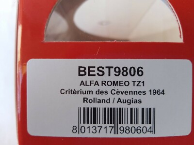 Modellino Auto Scala 1:43 Best ALFA ROMEO TZ1 COUPE DES ALPES 1964 Rolland Augias