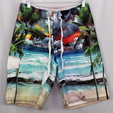 OP Men's Size 30 Swim Shorts Multicolor Tropical Beach Design