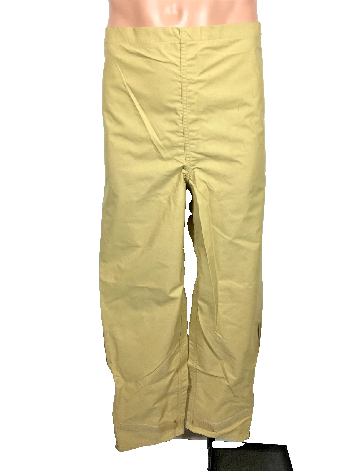 Vintage LL Bean Windbreaker Pants M 1/2 Zip Side Nylon Tan Rain Slickers Fishing