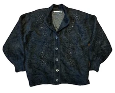 Vintage Stillman Studio Angora  Button Front Lined Jacket M/L Black