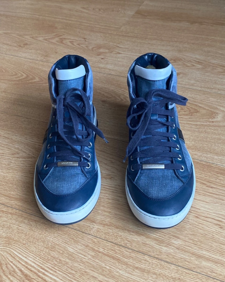 靴 dior homme high cut sneaker Dior Homme men's Vintage High Top Sneakers black & blue size Eu 39