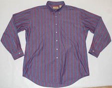 Vintage 1980s LL Bean Striped Button Down Red/Blue Button-Up Dress Shirt Mens XL