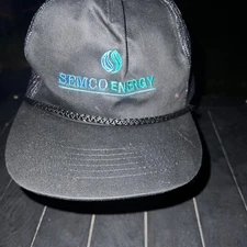Semco Energy W Logo in Green Blue on Black Trucker Hat Cap Snapback Cotton