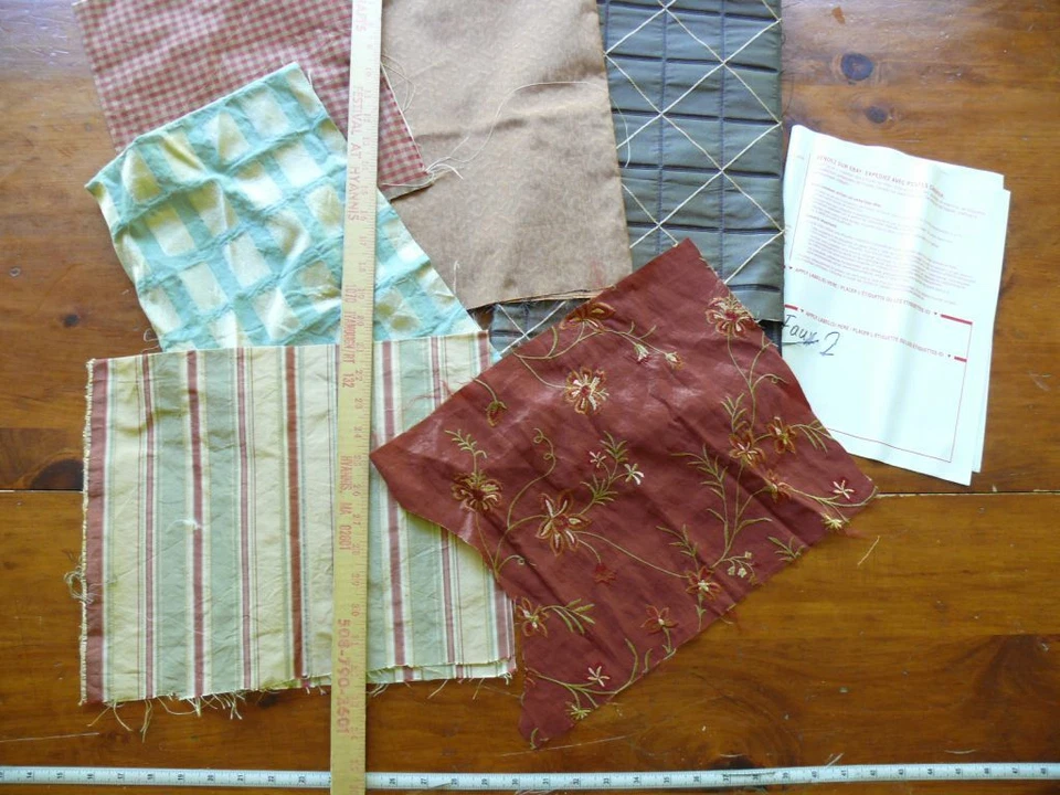 HI END 1LB IMITACIÓN SEDA DUPIONI Y RESTOS DE TAFETÁN SURTIDOS Aprox. 3YD Faux2 Foto 2 de 2