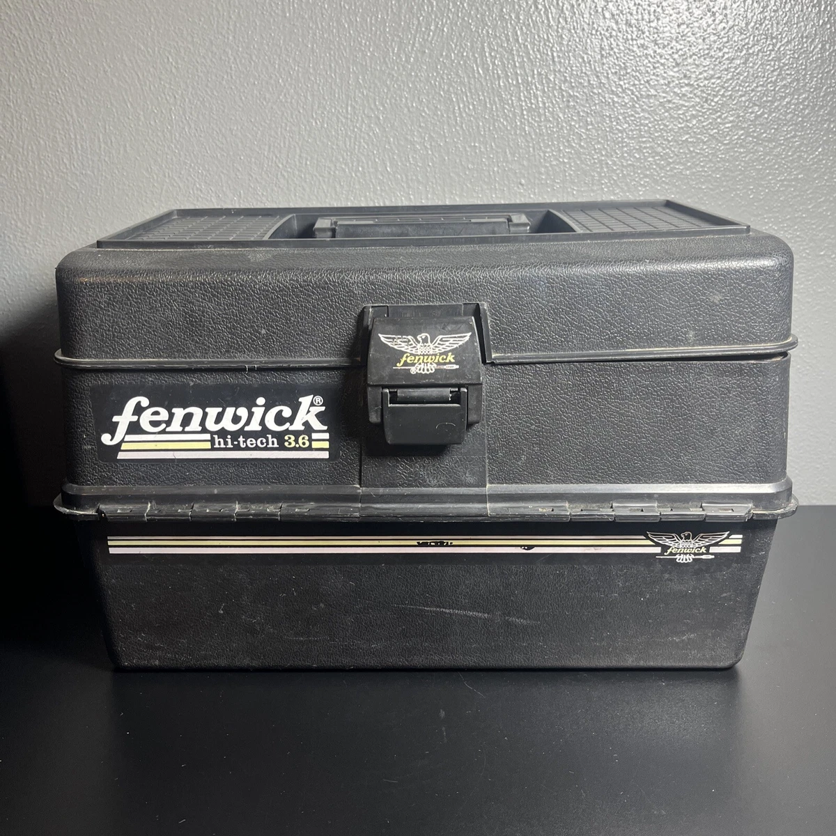 Vintage Fenwick Hi-Tech Black 3.6 Fishing Gear Tackle Box - Expanding