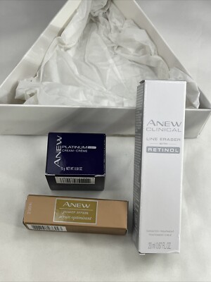 Avon 3 pc Anew Platinum Creme .5 Line Eraser w/Retinol .67 Power Serum .24 2015