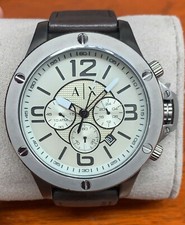 Orologio Uomo Cronografo Armani Exchange AX1519 Ben Indossato Quadrante Taupe Cinturino Pelle