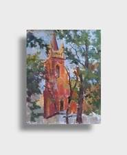 Oil painting Kharkov motive Ukrainian painter cardboard original cityscape art