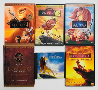 The Lion King DVD, CD & Book lot - 1, 11/2, 2 & Guard + Soundtrack