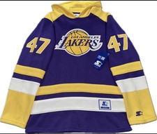 Starter Los Angeles Lakers Purple Hockey Pullover Hoodie Sweatshirt Mens Large