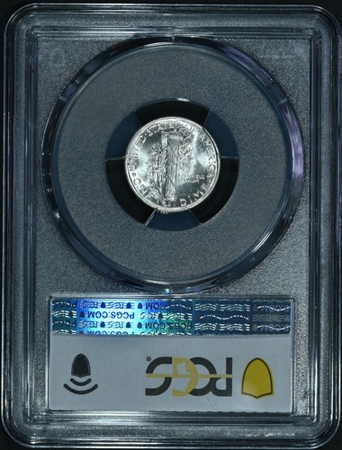 Moneda de diez centavos Mercury Micro S 1945-S graduación profesional MS66 FB escasa en bandas completas de alto grado! - Imagen 3 de 3
