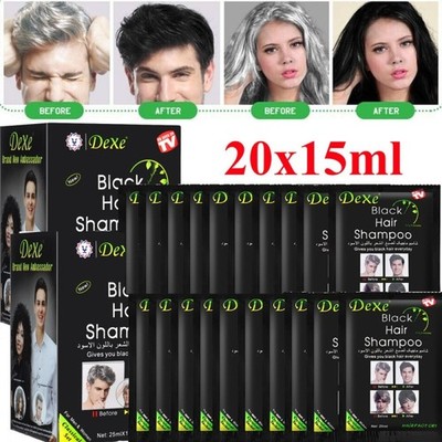 20Pcs Dexe Black Hair Color Dye Shampoo Herbal Color Dye Permanent For Unisex