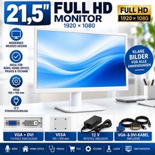 21,5" Full HD LED Monitor Wei&szlig; VGA DVI VESA PC Office Neuware