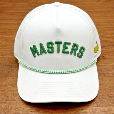 Masters American Needle White Hat Green Rope Raised Green Letters Snapback NWT