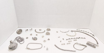 #ad Vintage 925 190g Sterling Silver Lot with Hip Hop Necklace Bracelet Scraps Lot $190.00