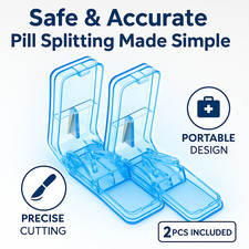 2PCS Pill Cutter Splitter for Small Large Pills Precise Tablet Cutter Blue