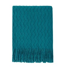 Textured Solid Soft Knitted Throw Blanket 50x60 Inch Teal Couch Sofa Bed