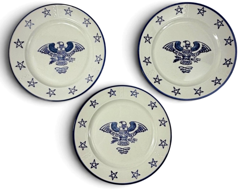 OBO🍽️🦅 SET of 3 METLOX POPPYTRAIL EAGLE PROVINCIAL CERAMIC CHOP SERVING PLATES