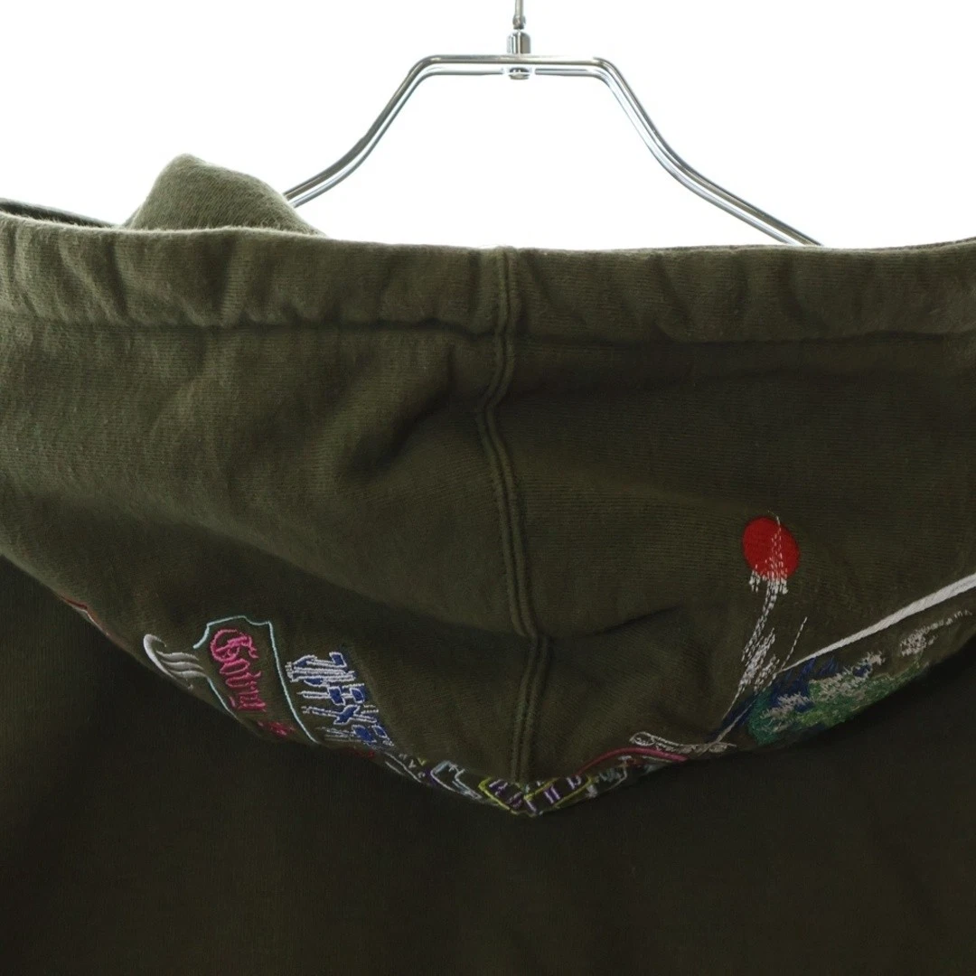 Felpa con cappuccio SUPREME 19aw Globe Zip Aoi Sangyo ricamo usata d2