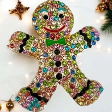 Gingerbread Man Brooch Necklace Pendant - Winter Fashion Statement Piece. Bro...