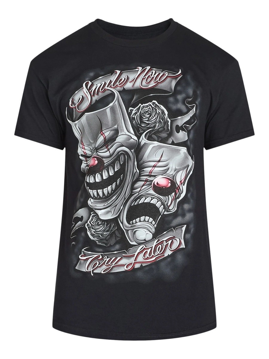 Smile Now Cry Later Men's XL Short Sleeve Graphic Tshirt Black NEW