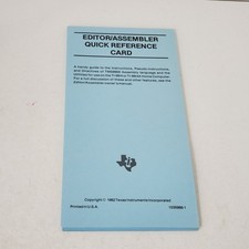 Texas Instruments TI-99/4A Editor/Assembler Quick Reference Card 1035988-1
