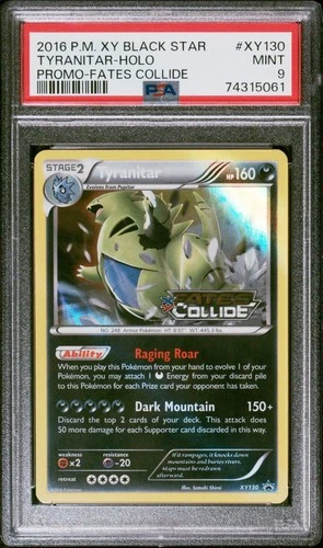 2016 Pokemon XY Fates Collide Prerelease Promo Tyranitar Holo XY130 PSA 9 Pop 58