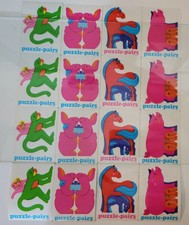 Lot 16 Vintage 1983 Stickers Illuminations Puzzle Pairs Pig, Bunnies, Horse NOS