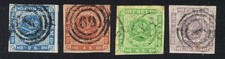 DENMARK -- SCOTT #3 THROUGH #6 - FROM THE 2 SK THROUGH THE 16SK - ISSUE OF *1854