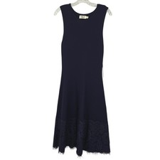 Eliza J Women's  Lace Hem Fit & Flare Dress Navy Blue Medium