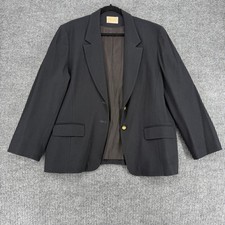 Pendleton Women Black Wool Blazer Gold Buttons USA Vintage Jacket Read