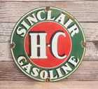 Vintage Sinclair HC Gasoline Porcelain Gas Pump Plate Sign