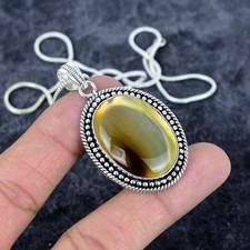 Montana Agate Gemstone Handmade 925 Sterling Silver Jewelry Pendant 2.09