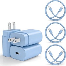 Type-C Charger, 3X 25W PD USB-C Super Fast Charging Block 6/10/10ft Cables