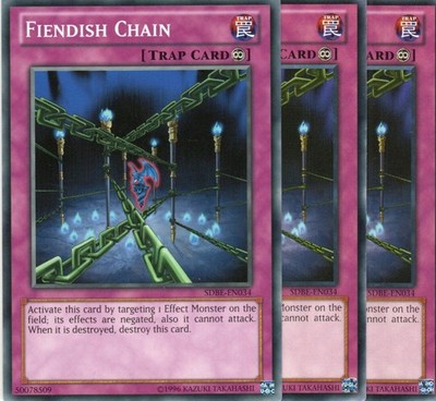 yugioh 3x Fiendish Chain SDBE-EN034 COMMON ENGLISCH